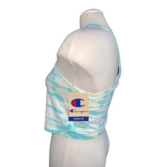 Champion Tie Dye One Shoulder Cropped Casual Top Sz Large Womens Blue & Yellow - Picture 6 of 9